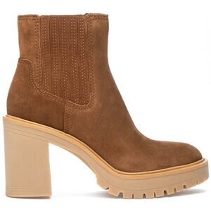 Dolce Vita Caster H2O Heeled Ankle Boot Waterproof Suede Camel Brown Size 9